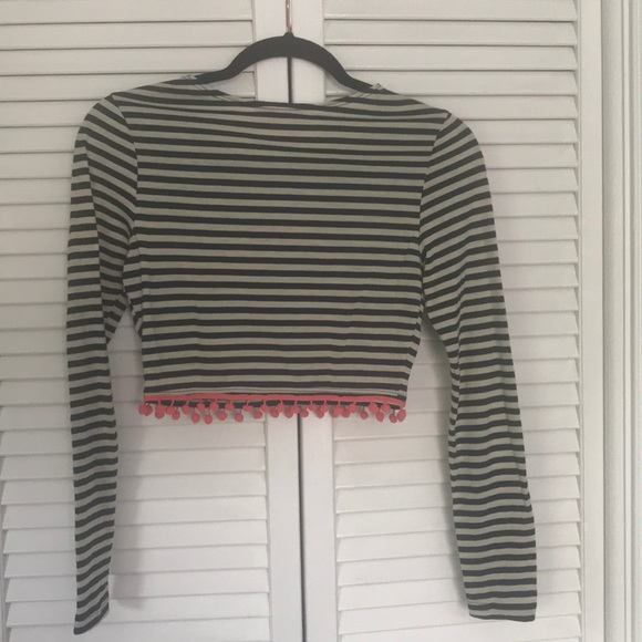 Tops - Stripes & Pom Pom long sleeve top